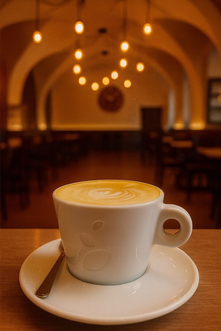 Cappuccino v interiéru Café Český Šternberk