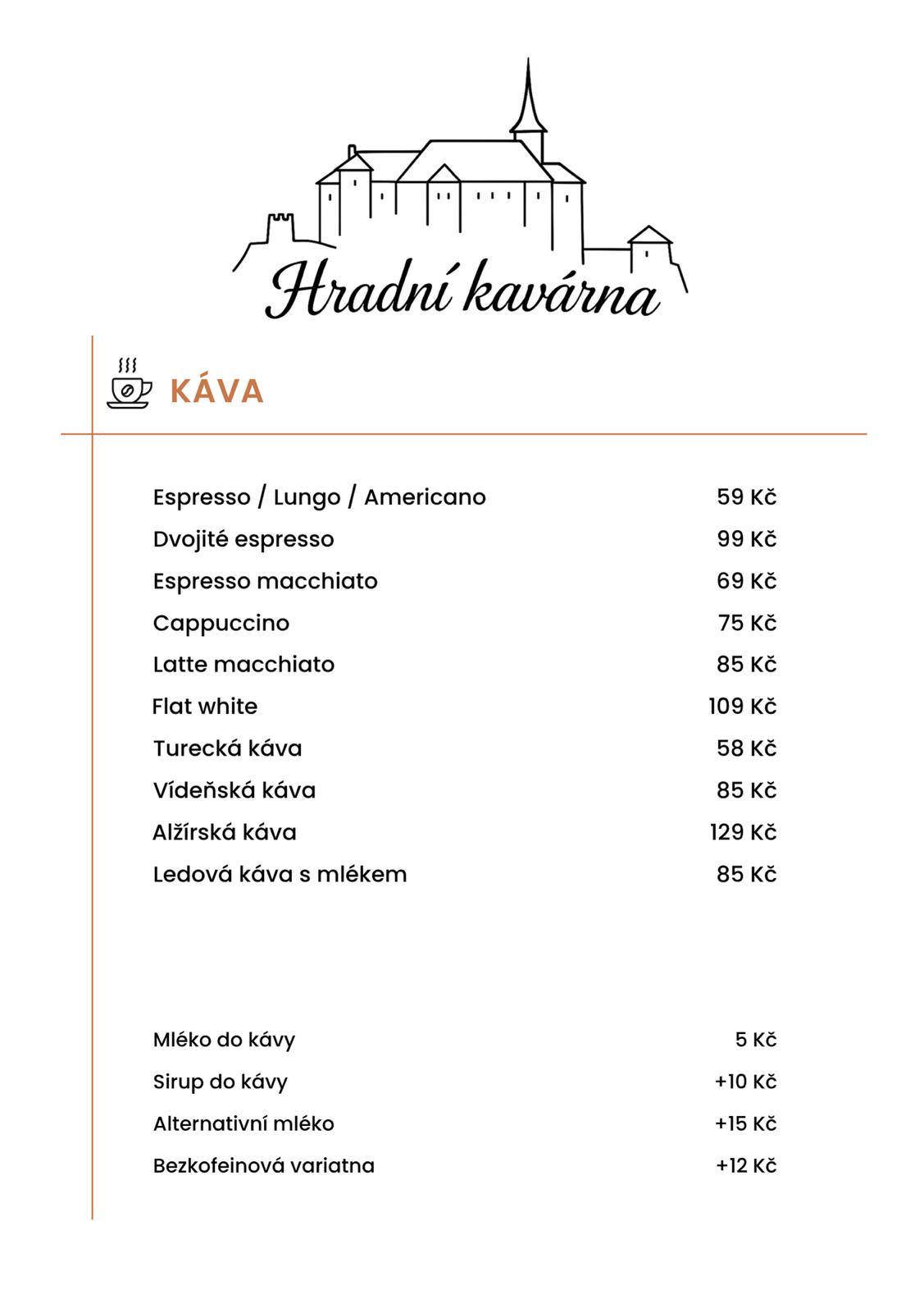 Menu – Káva