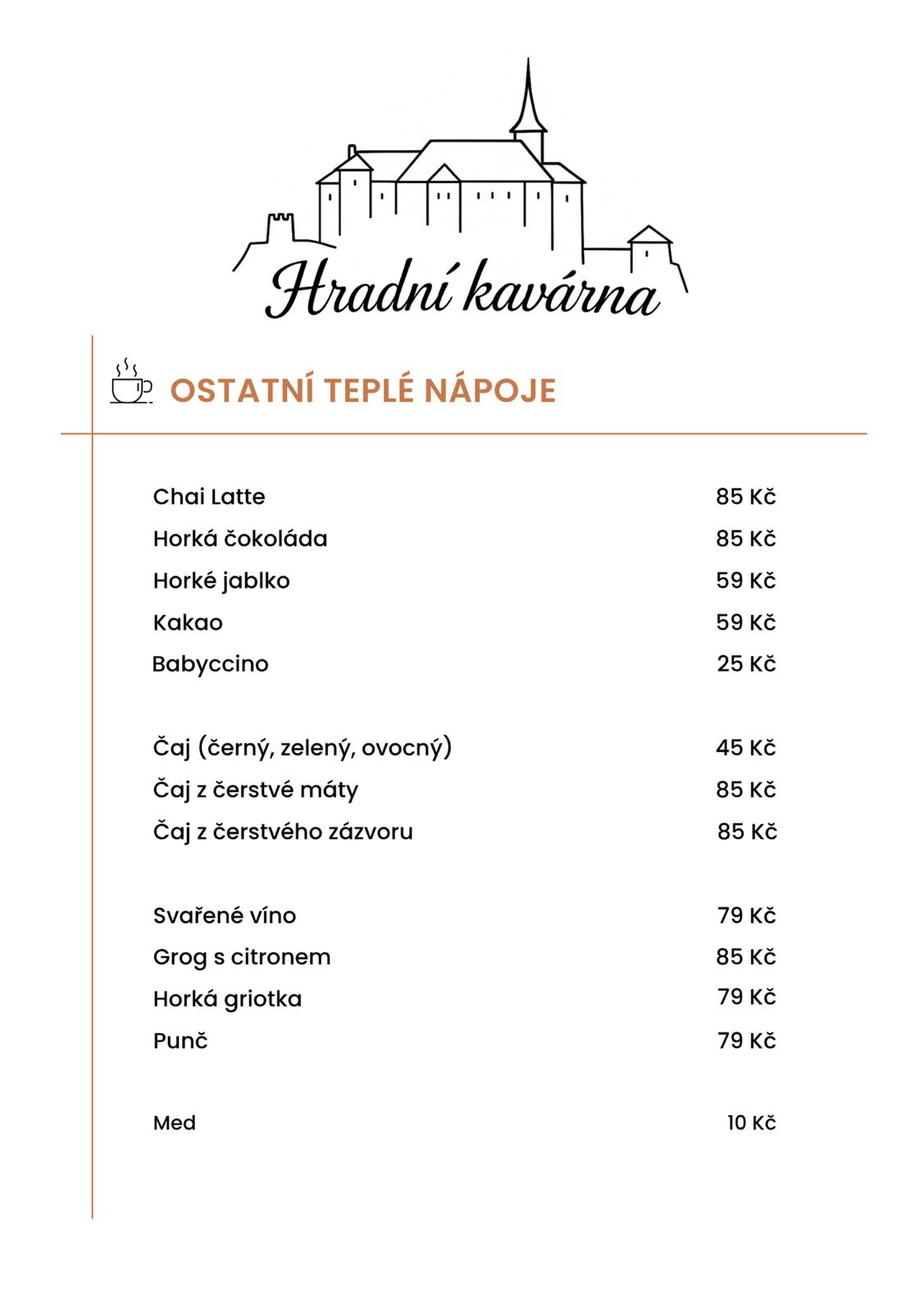 Menu – Ostatní teplé nápoje